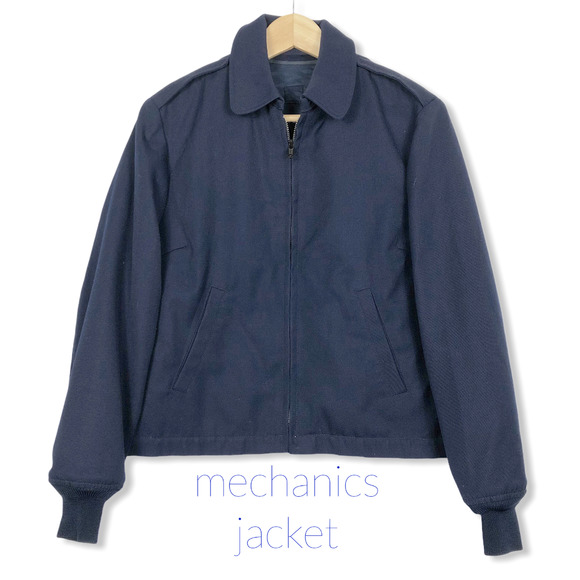 Vintage Navy Bomber Mechanics Full Zip Jacket Size Medium - Picture 1 of 8